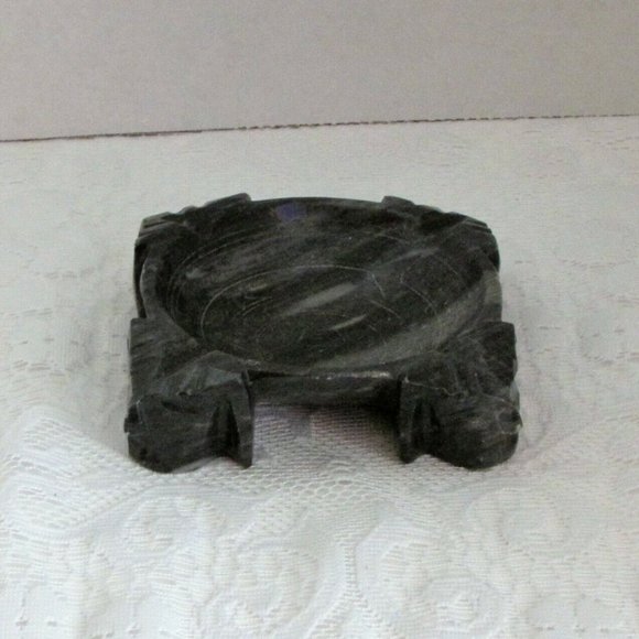 Vintage Carved Stone or Marble Alabaster Ashtray Soap Dish Trinket Holder - Picture 5 of 12